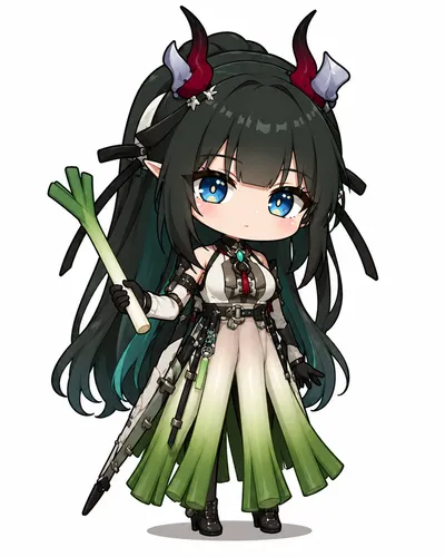 Leek Fangyi chibi fanart — Arknights Endfield character