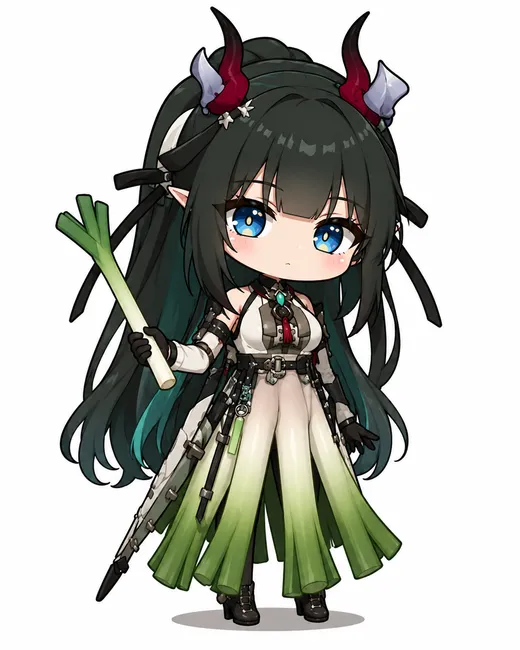 Leek Fangyi chibi fanart — Arknights Endfield character