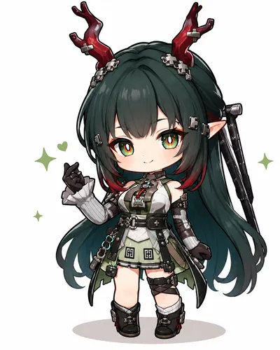 Zhuang Fangyi chibi fanart — Arknights Endfield character