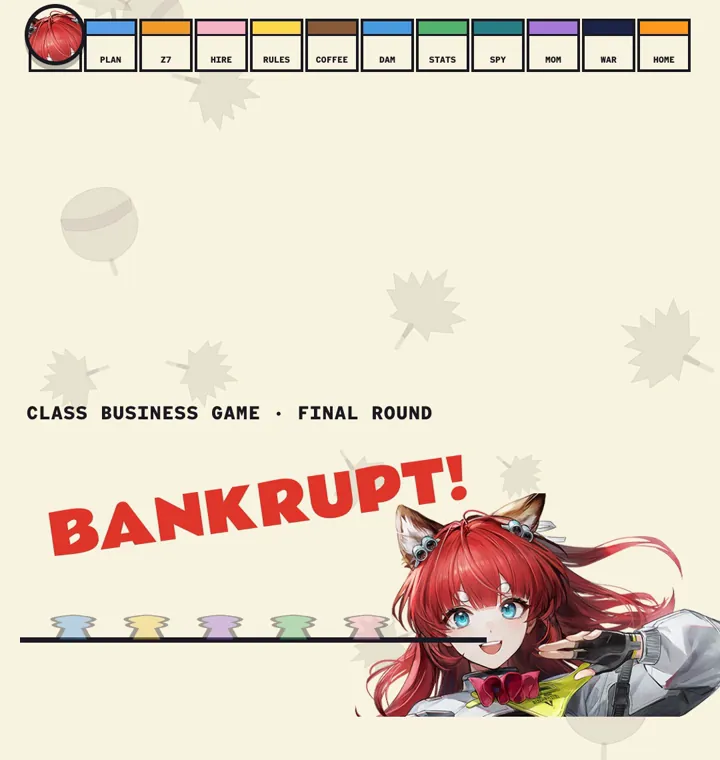 Five pawns topple: BANKRUPT!
