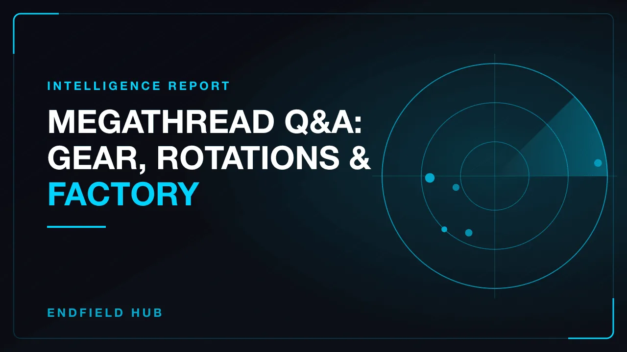 Megathread Q&A: Gear, Rotations & Factory