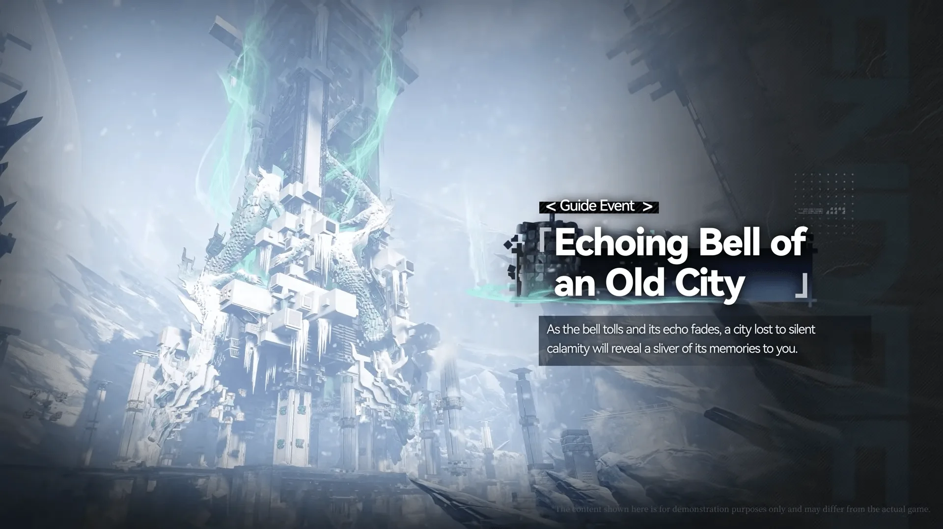 Echoing Bell of an Old City guide event showing the ruined tower of Suiming shrouded in mist