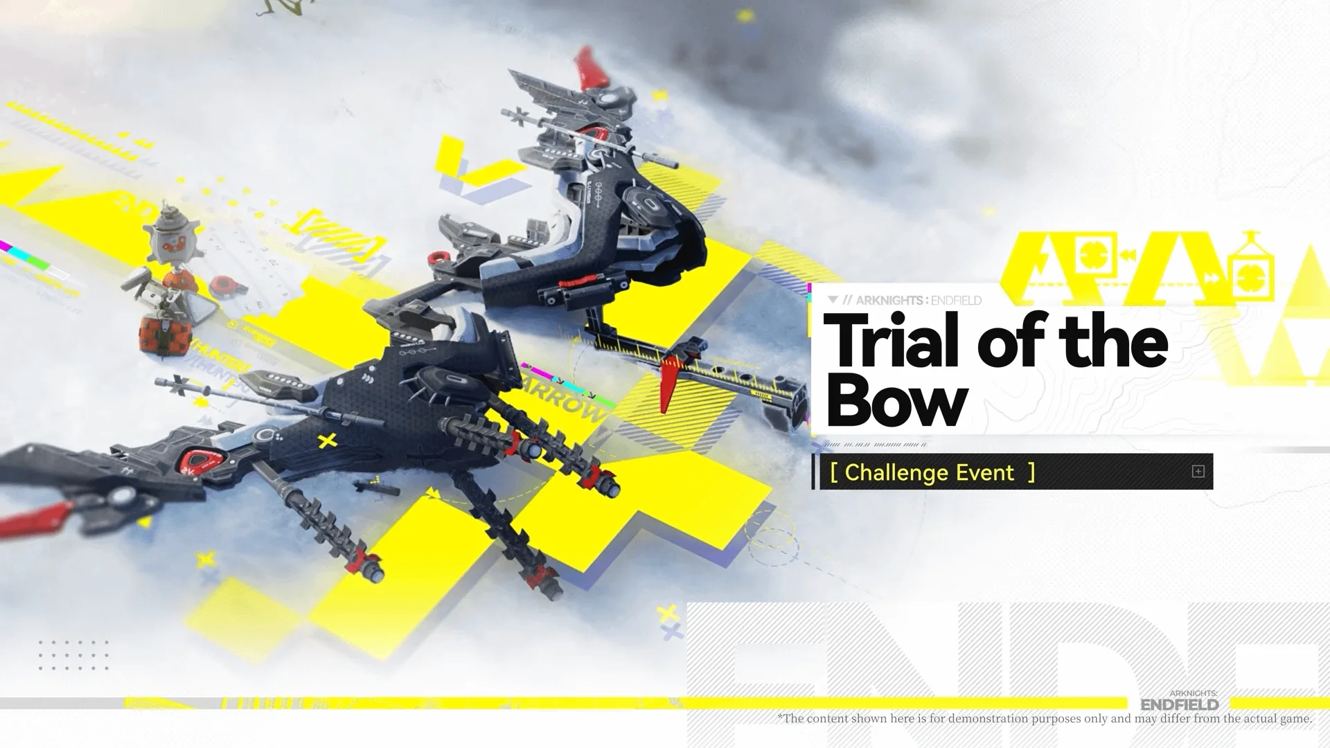 Trial of the Bow challenge event key art showing Typhoeus great bow weaponry on a snowy range