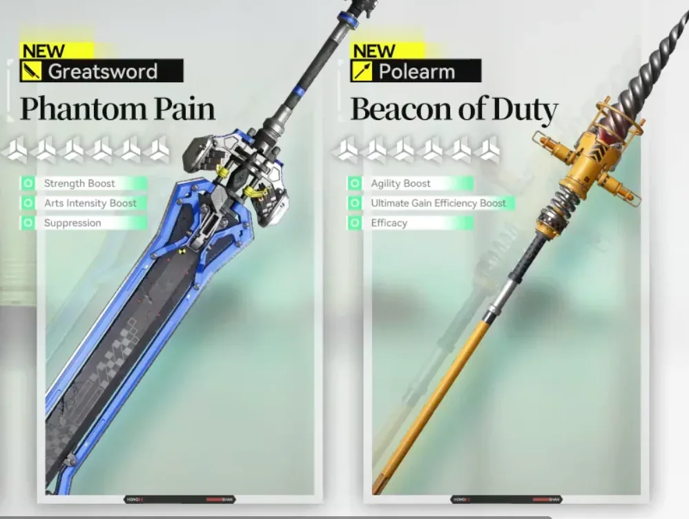 Phantom Pain and Beacon of Duty standard 6-star weapon reveal Arknights Endfield 1.3