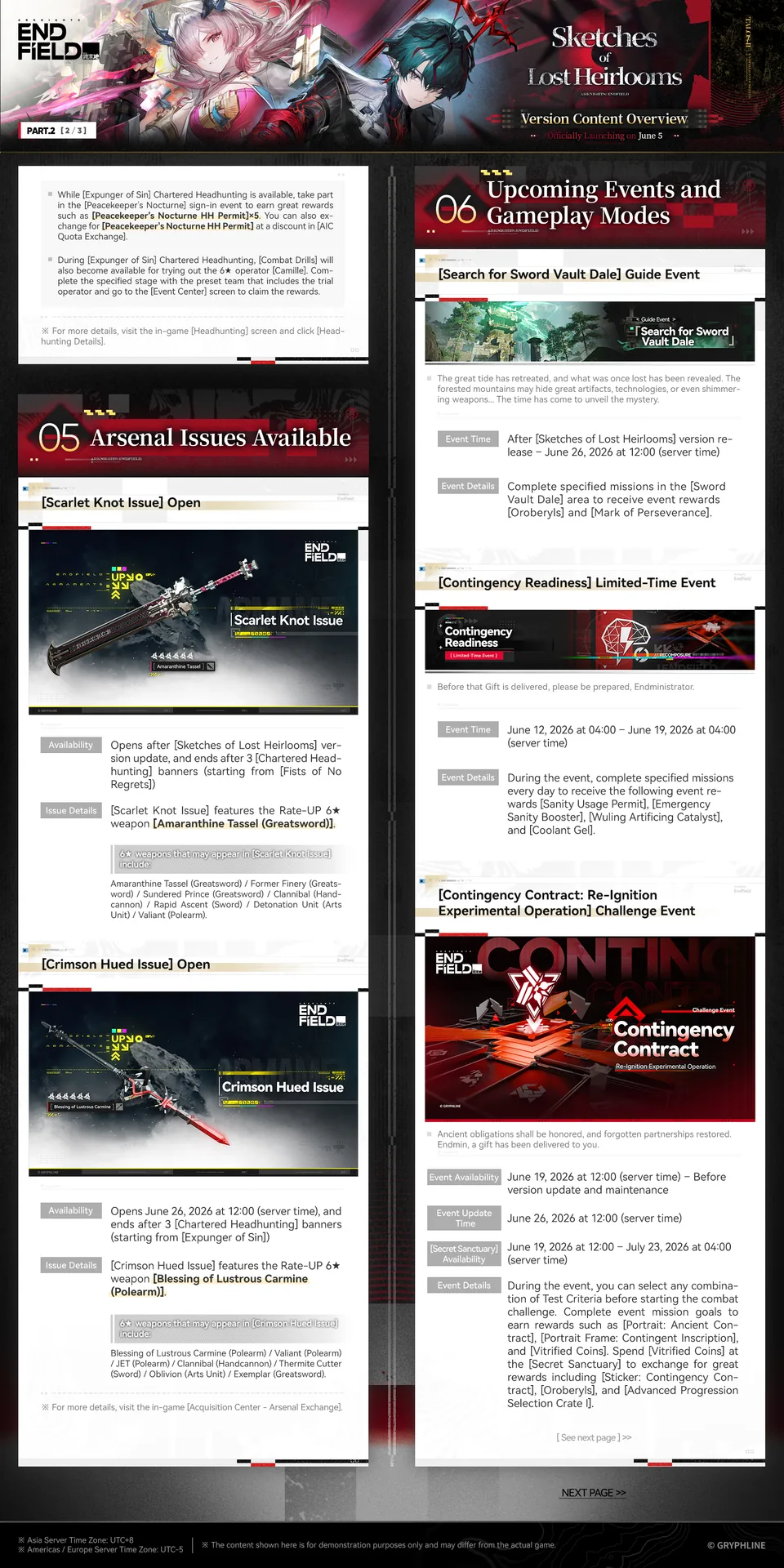 Arknights Endfield 1.3 Sketches of Lost Heirlooms Version Update Overview — Part 2: Arsenal issues, Search for Sword Vault Dale, Contingency Readiness, Contingency Contract