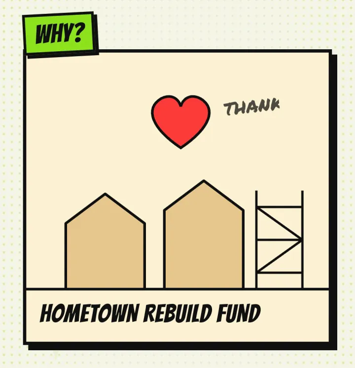 Hometown rebuild fund: thanks.
