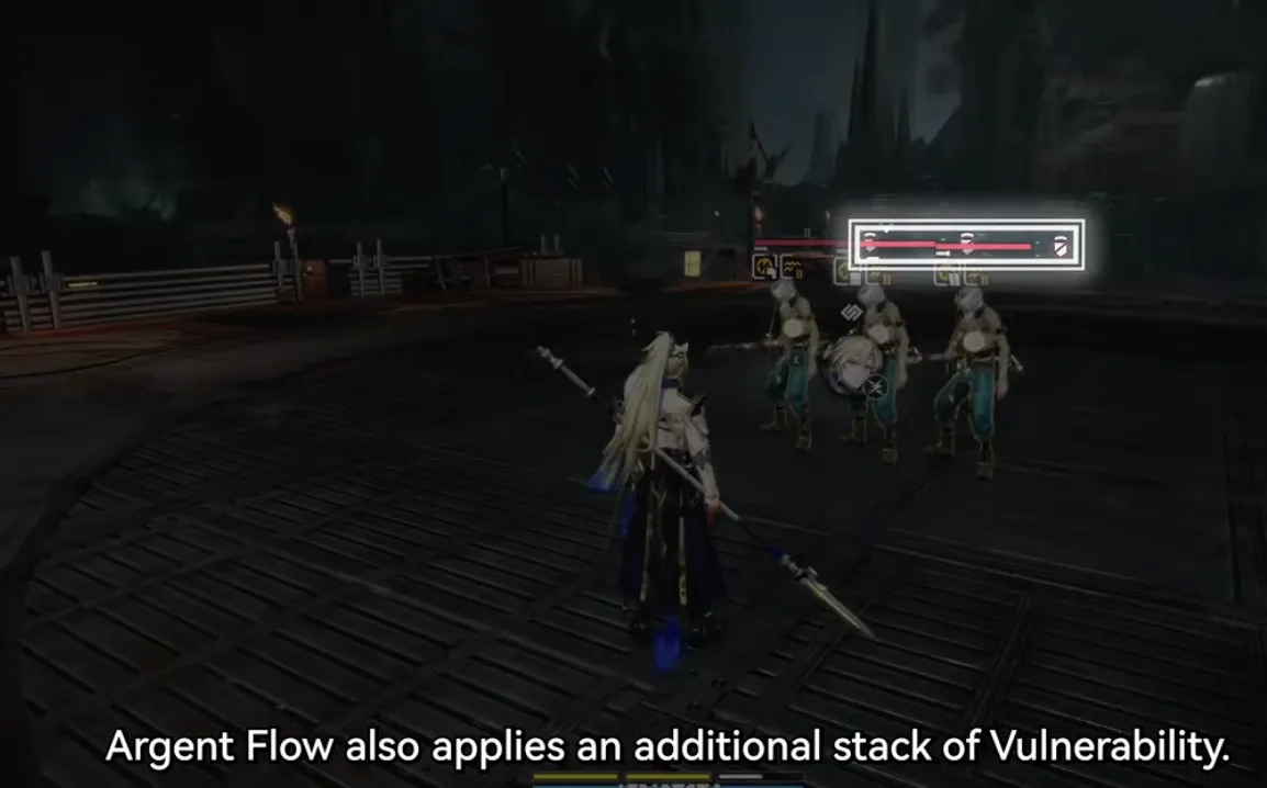 Argent Flow Bolt Rush applying an additional Vulnerability stack