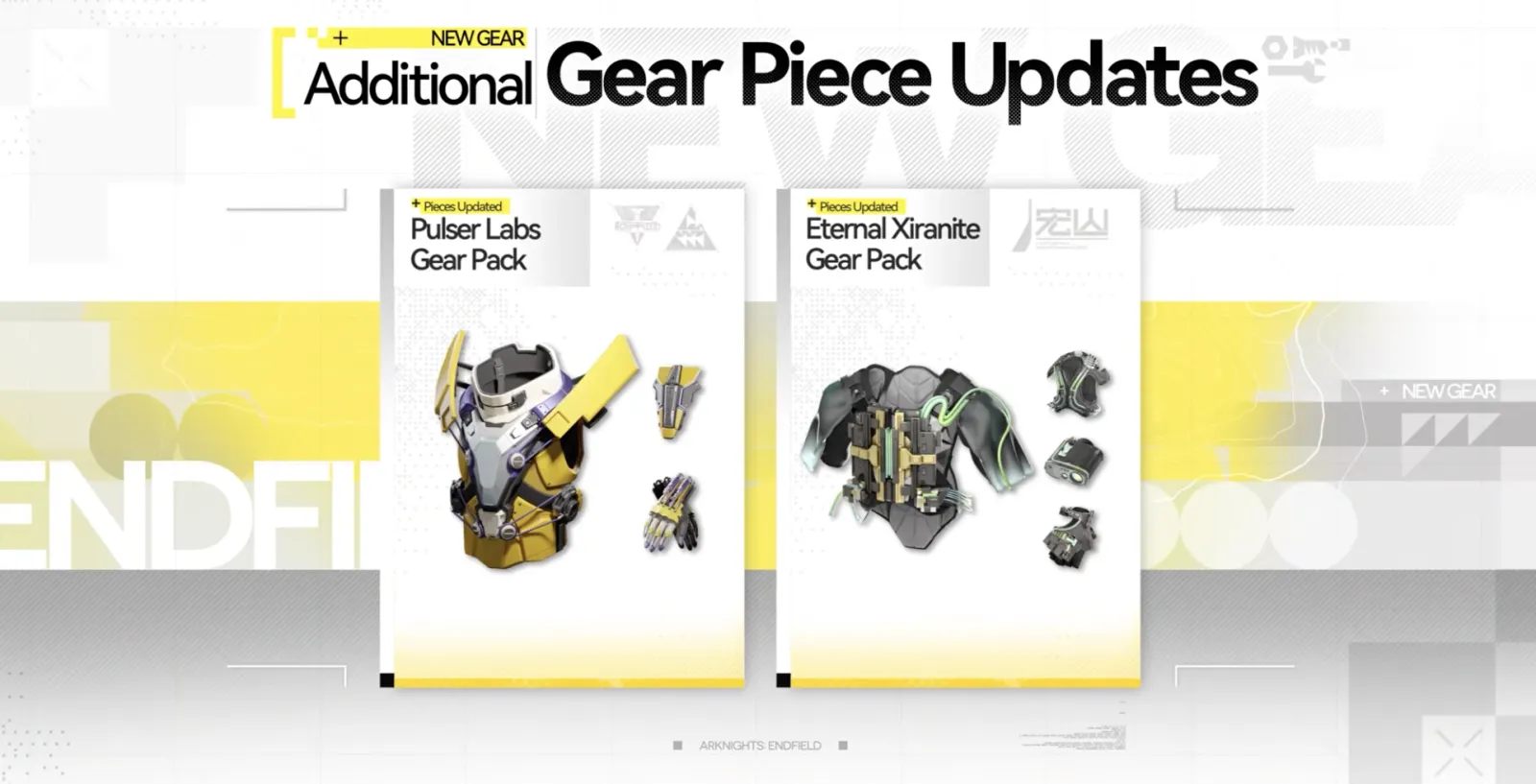 Additional gear piece updates for the Pulser Labs and Eternal Xiranite gear packs