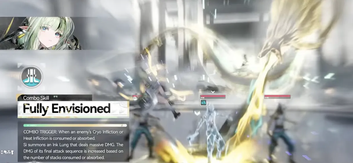 Si combo skill Fully Envisioned card: triggers when Cryo or Heat infliction is consumed or absorbed