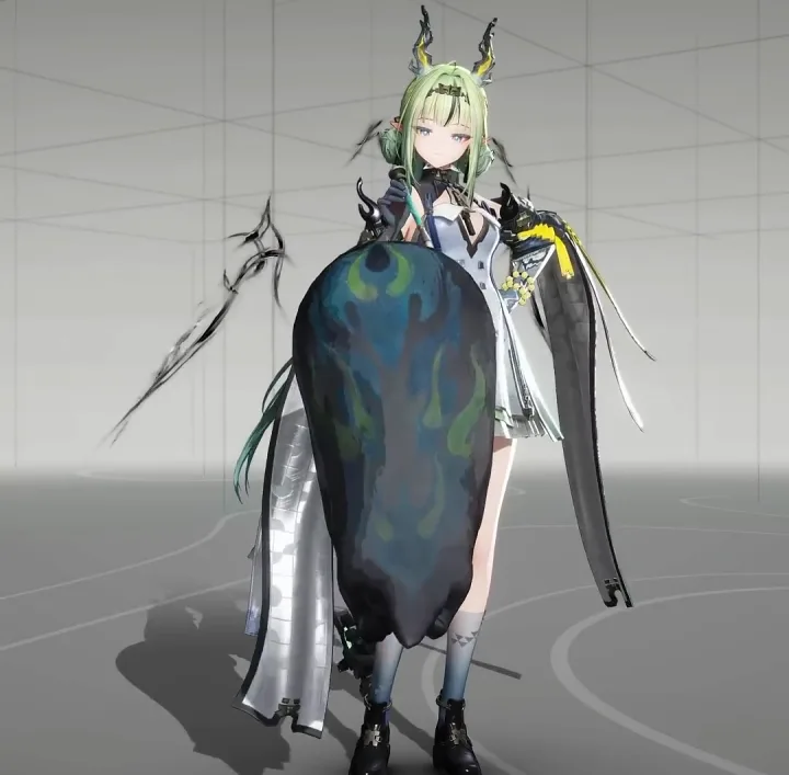 Si's idle animation with the ink Lung companion curled beside her