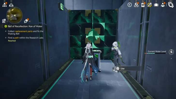 First step of the Research Labs maze: pressing the first switch in view