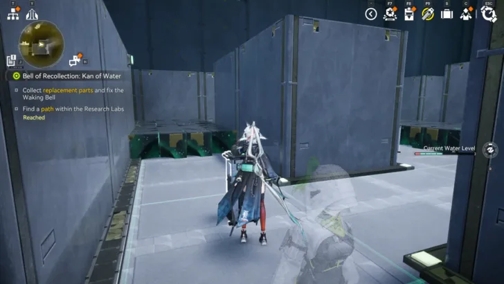Second step of the Research Labs maze: after the next switch, turn right and walk past two switches without pressing them