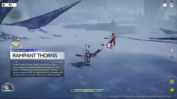 Typhoeus combo skill at eight Signs, dropping a Nature damage-over-time area that slows enemies