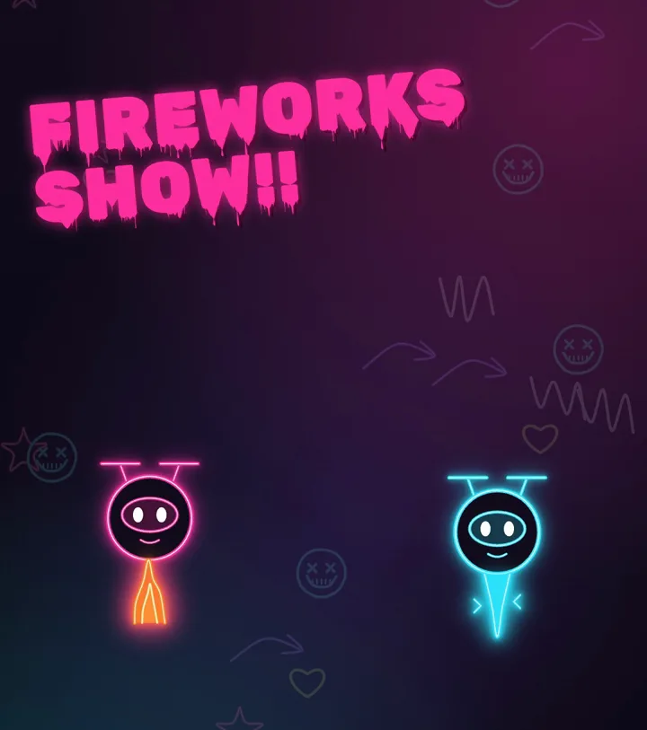 The fireworks show: a fire drone and an ice drone