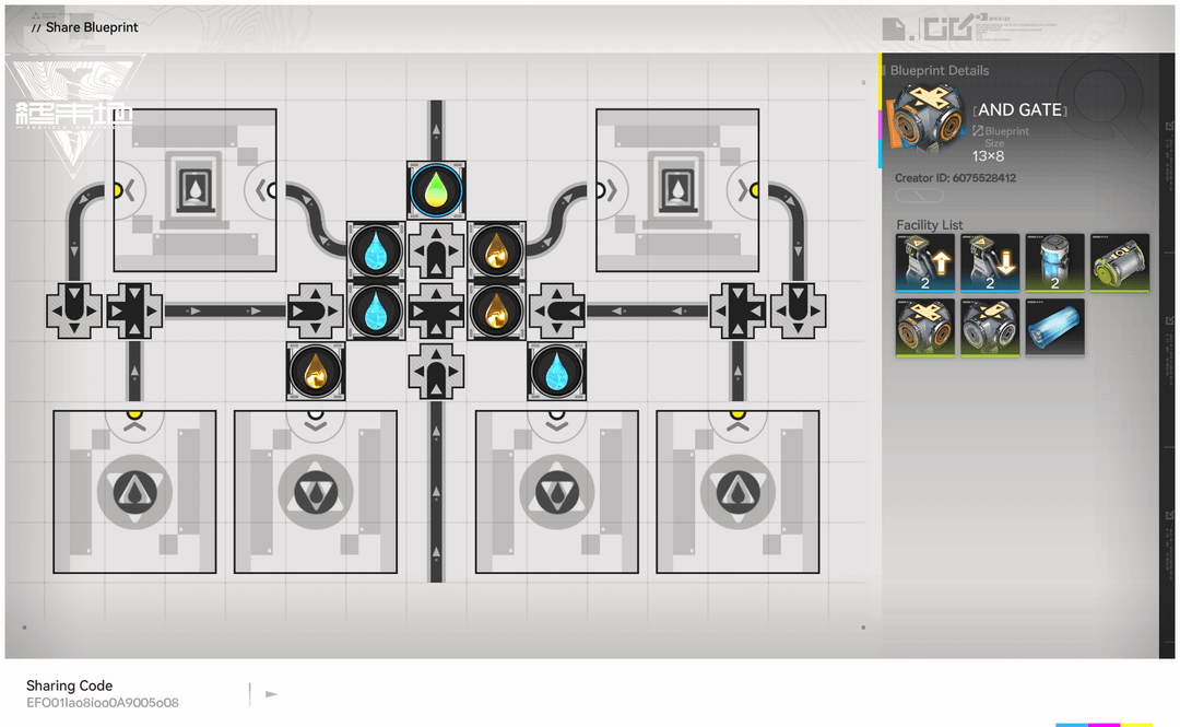 AND Gate share blueprint screen (13x8, EU/NA)