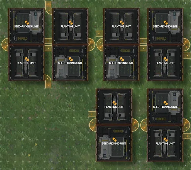 Chain-linked planter/seed-picker groups