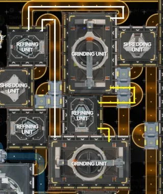 Corner refiner feeding two grinders design