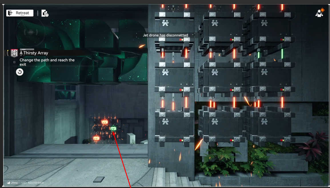 A Thirsty Array main array map showing red array positions