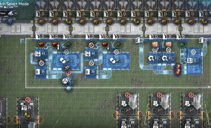 The Core AIC bottom side area that the Phase 1 guide turns off or removes, selected in batch mode