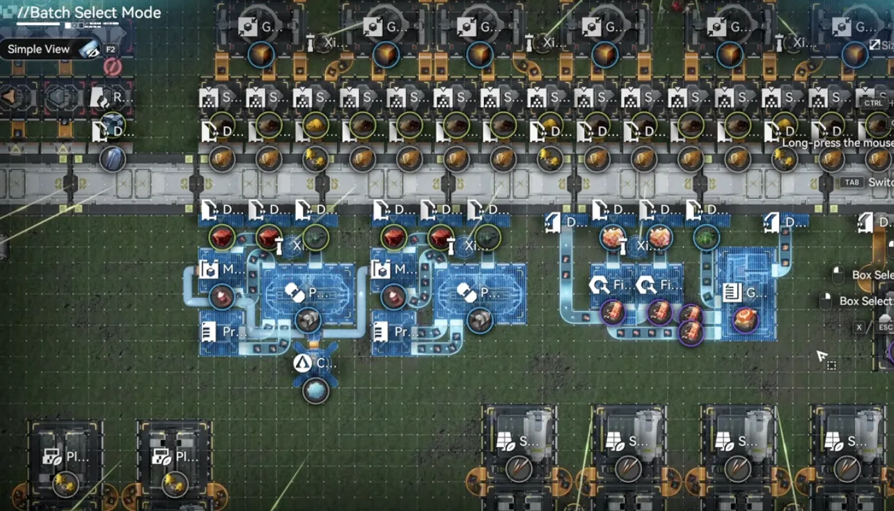 Core AIC bottom side machines selected and shifted down a tile to stop them consuming materials