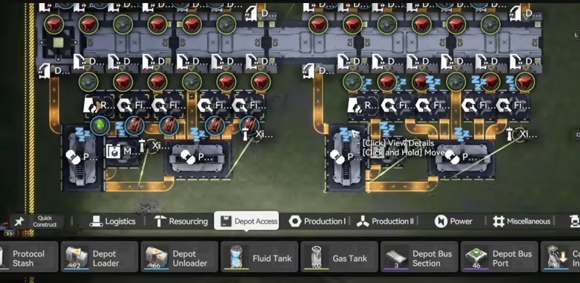 The Event P1 Md modular blueprint repeated along a prepared row of Depot Bus sections