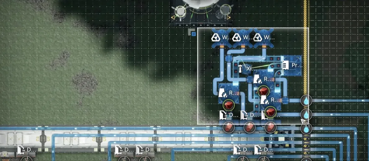 The Marker Stone top side section with its Water Treatment Units and Refining Units selected for deletion