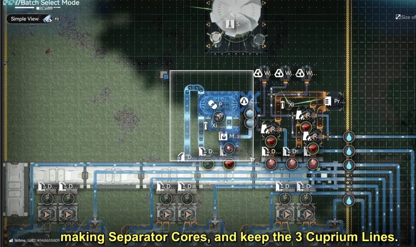 The Separator Core section selected for deletion on the Marker Stone sub AIC top side, with the three Cuprium lines kept