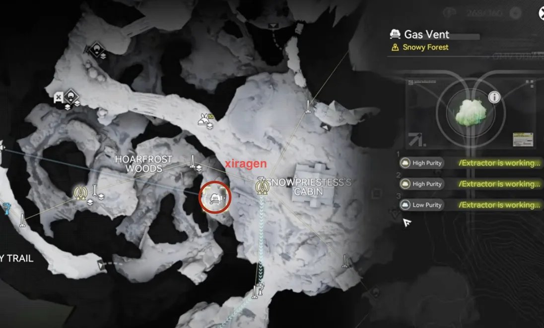 The waypoint for the new 50 per minute Xiragen source in patch 1.5