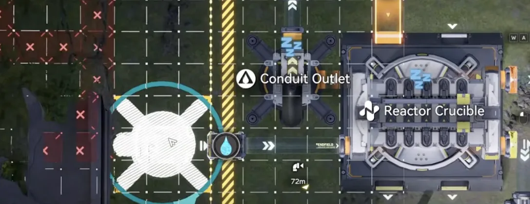 The clean water conduit outlet placed just below the Xiragen outlet, feeding a Reactor Crucible