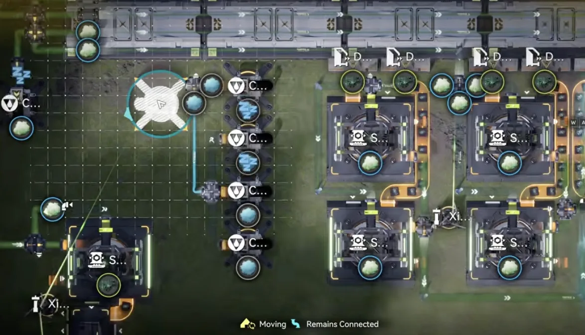 The Inergen conduit outlet being moved out of the Yinglung Pass sub AIC in move mode, with the Remains Connected prompt showing