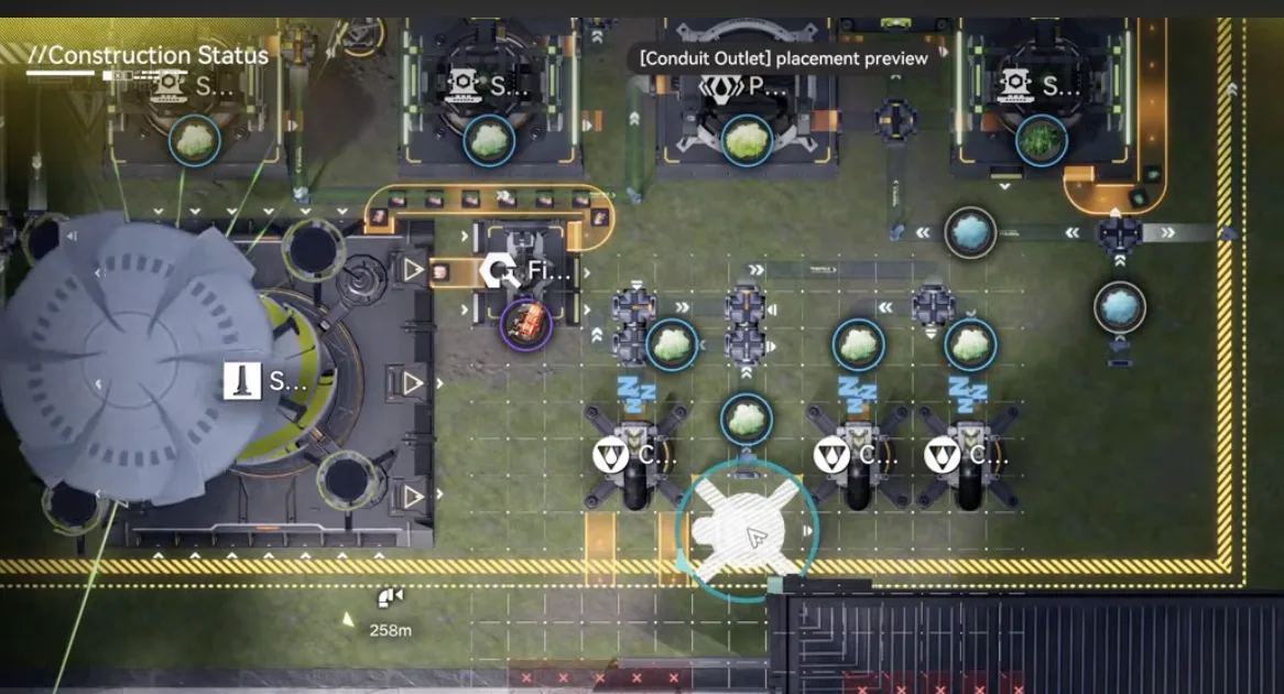 Conduit Outlet placement preview for the 50 per minute Snowy Forest Xiragen next to the Yinglung Pass core