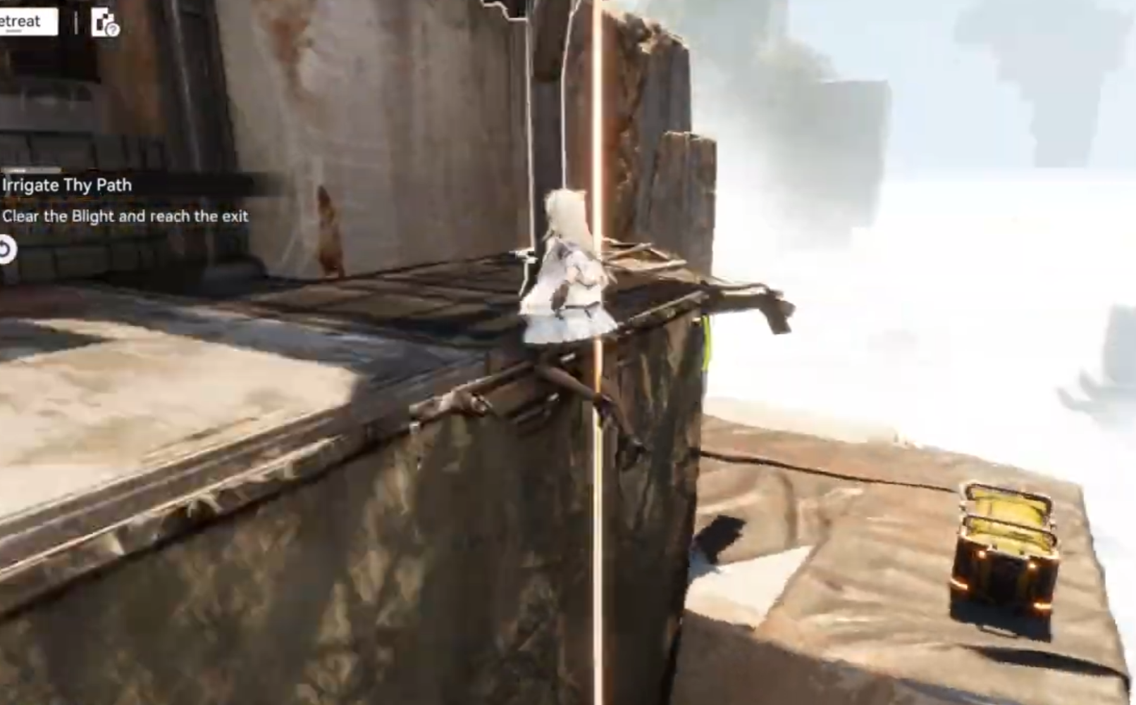 Irrigate Thy Path first chest location at top of zipline