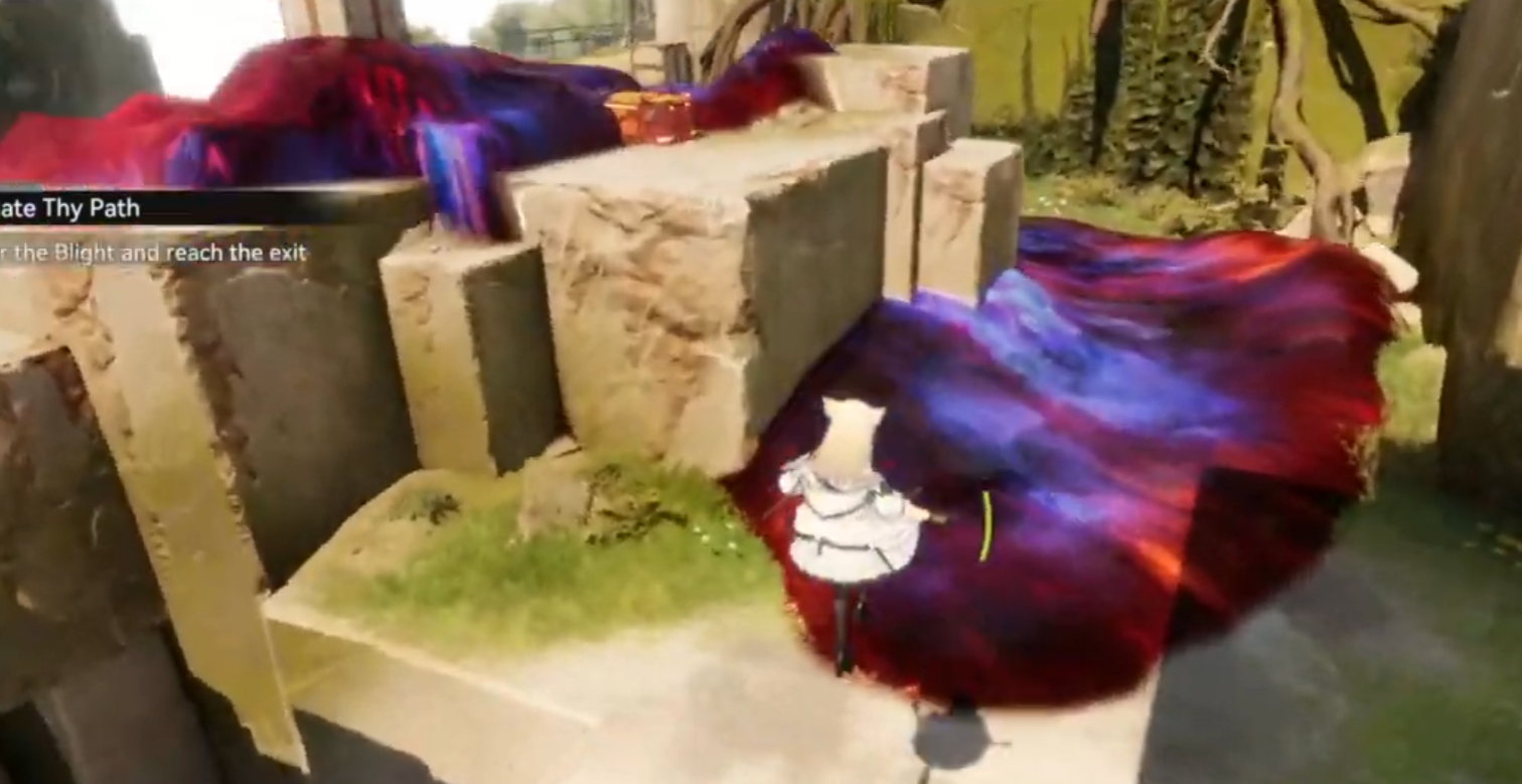 Irrigate Thy Path second chest on rock platform covered in blight