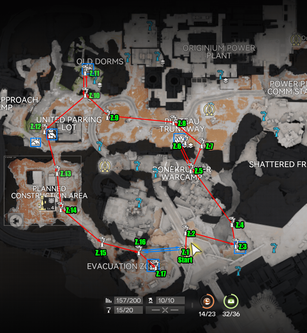 Power Plateau Zipline Route route map